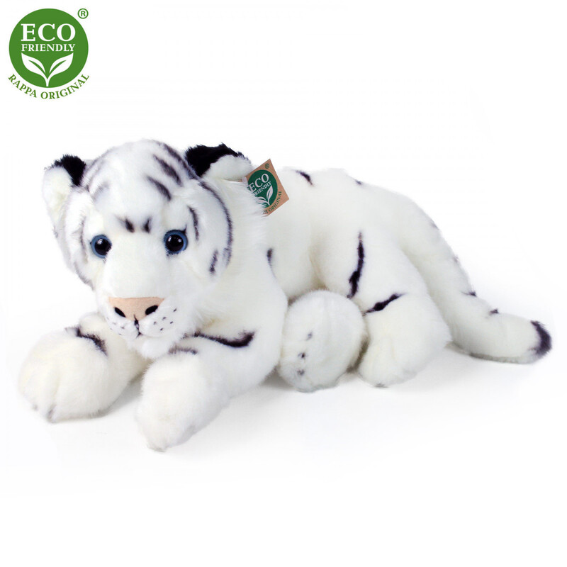 RAPPA - Plüss fehér tigris fekvő 36 cm ECO-FRIENDLY