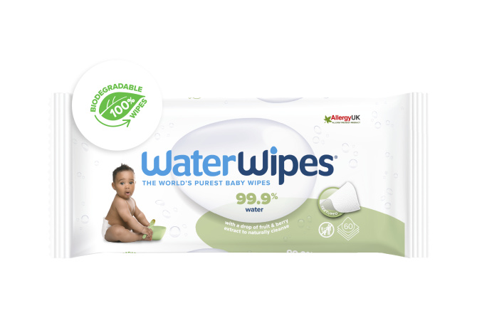 WATERWIPES - 100%-ban biológiailag lebomló texturált törlőkendők Soapberry 60 db