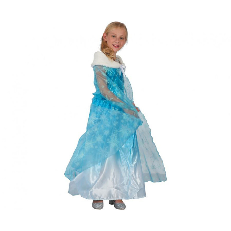 JUNIOR - Gyermek jelmez Hercegnő (kabát gallérral) fehér-kék