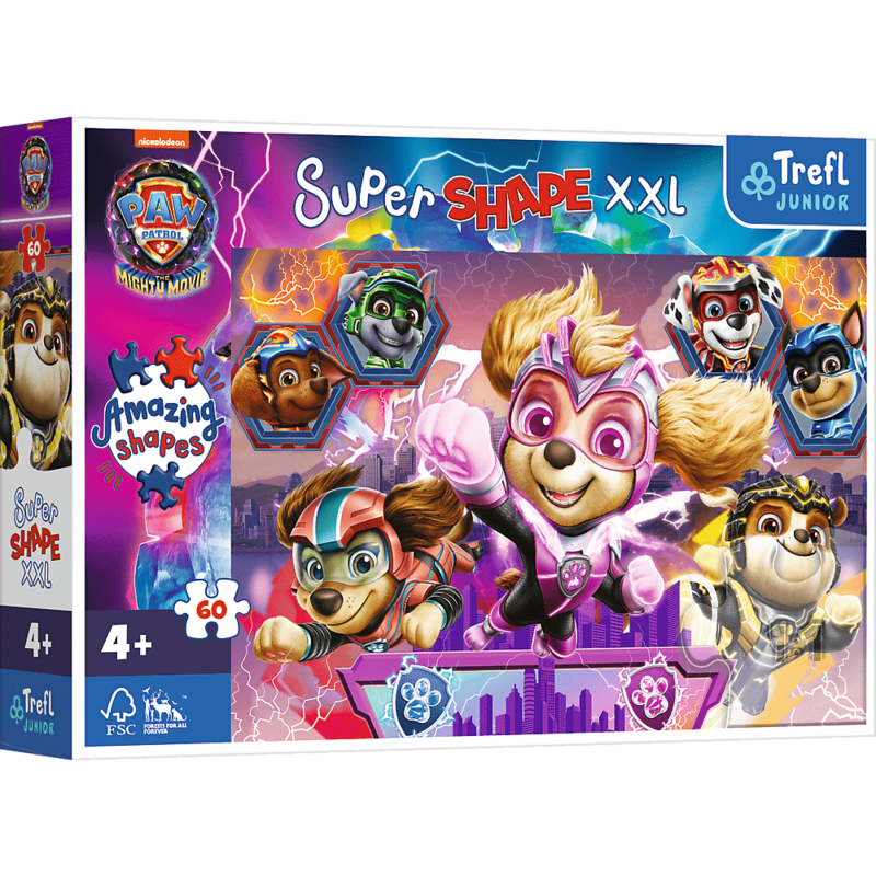 TREFL -  Puzzle 60 XXL Super Shape – Happy Dogs / Viacom PAW PATROL: THE MIGHTY MOVIE 2023