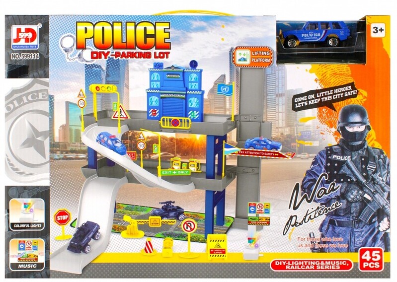 MEGA CREATIVE - Parkológarázs rendőrség készlet elemre