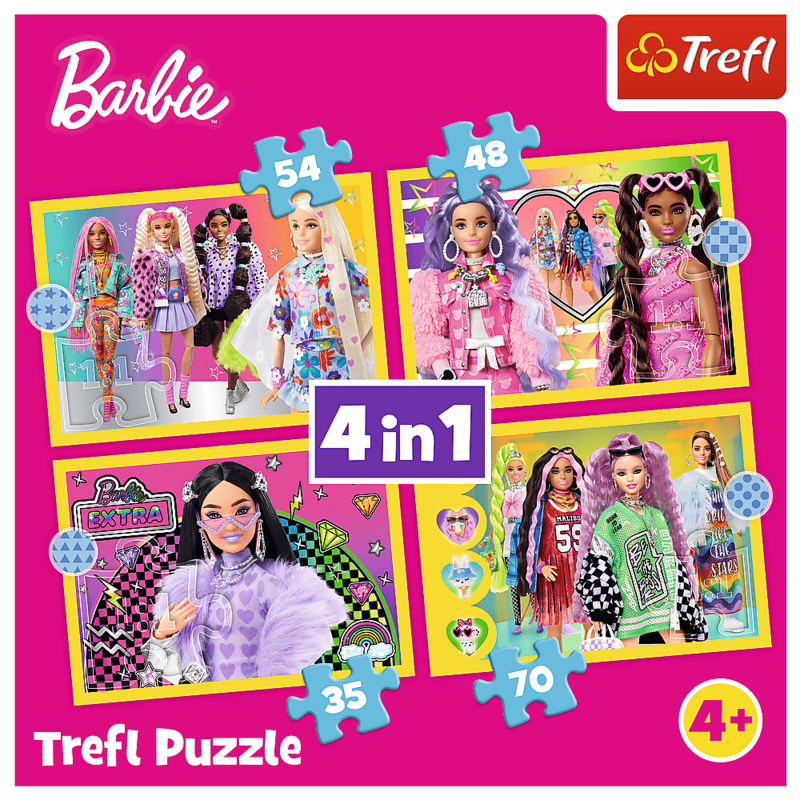TREFL - Puzzle 4 az 1-ben – Boldog Barbie-világ / Mattel