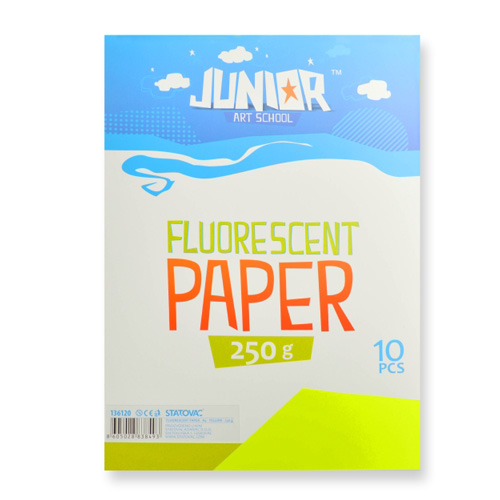 JUNIOR-ST - Dekorációs papír A4 Fluo sárga 250 g