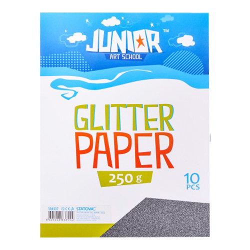 JUNIOR-ST - Dekorációs papír A4 Glitter fekete 250 g