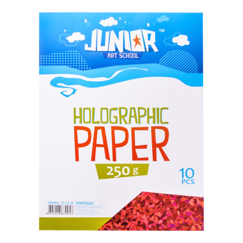JUNIOR-ST - Dekorációs papír A4 Holografikus piros 250 g