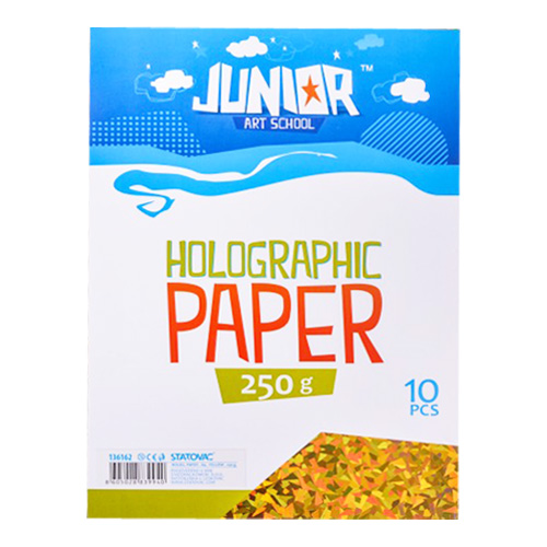 JUNIOR-ST - Dekorációs papír A4 Holografikus sárga 250 g