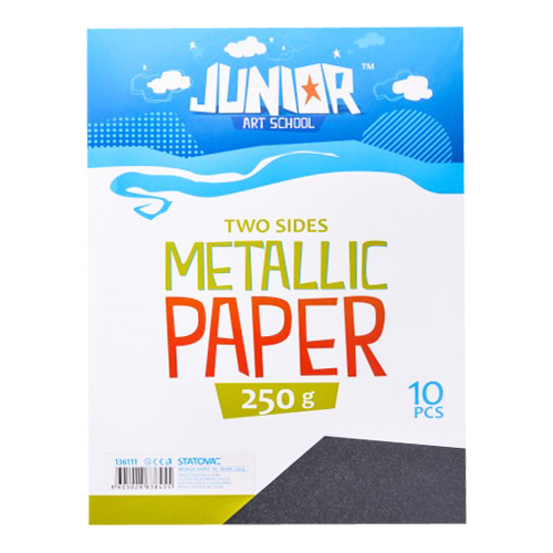 JUNIOR-ST - Dekorációs papír A4 Metallic Fekete 250 g