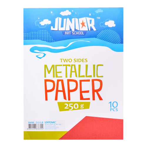 JUNIOR-ST - Dekorációs papír A4 Metallic piros 250 g