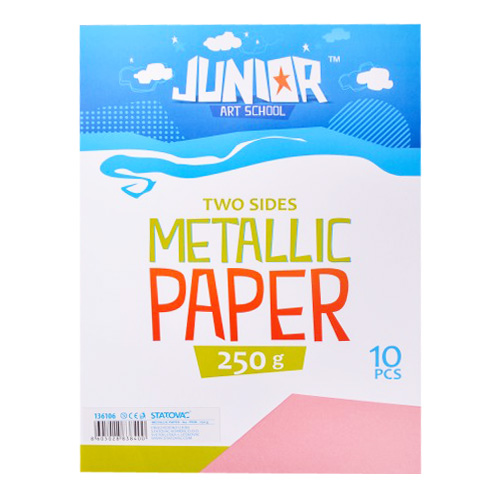 JUNIOR-ST - Dekorációs papír A4 Metallic rózsaszín 250 g