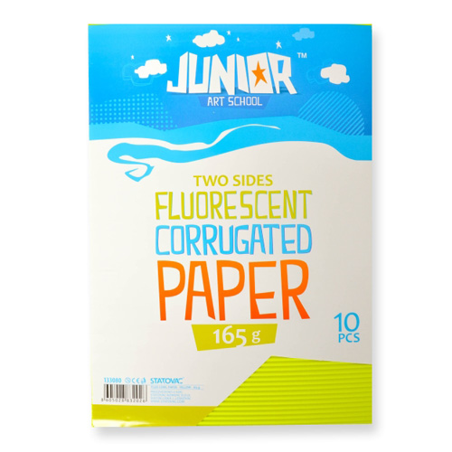 JUNIOR-ST - Dekorációs papír A4 Neonsárga hullámos 165 g