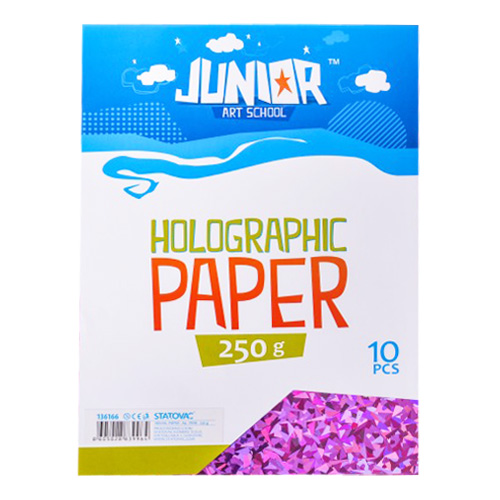 JUNIOR-ST - Dekorációs papír A4 holografikus rózsaszín 250 g