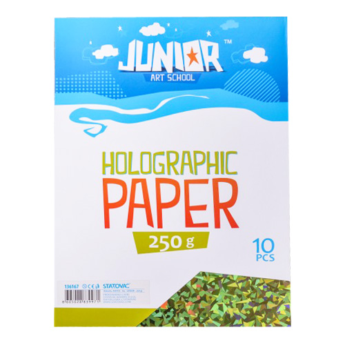 JUNIOR-ST - Dekorációs papír A4 holografikus zöld 250 g