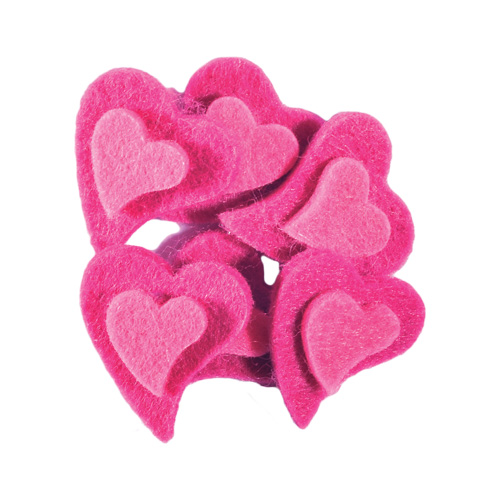 JUNIOR-ST - Díszítő szívek plüss rózsaszín