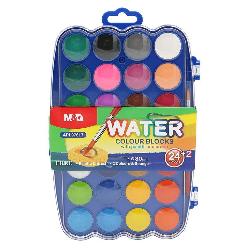 M&G - Vízfestékek 24+2 színek (30 mm) + paletta és ecset
