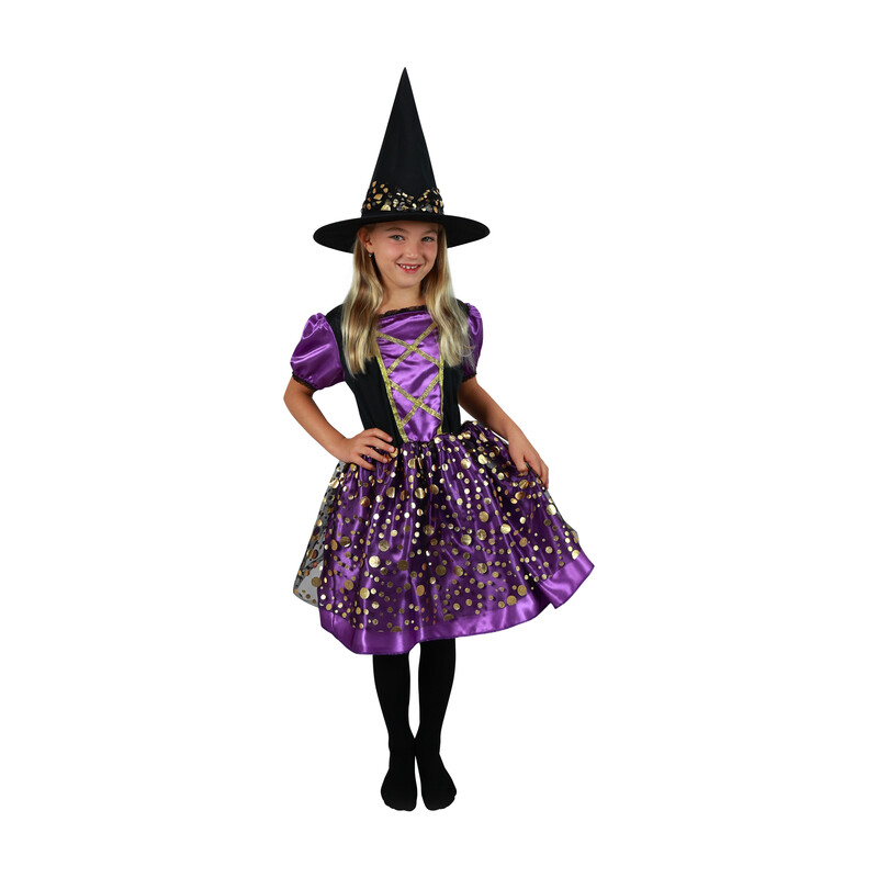 RAPPA - Gyermek boszorkány jelmez lila-fekete (S)  e-csomagolás